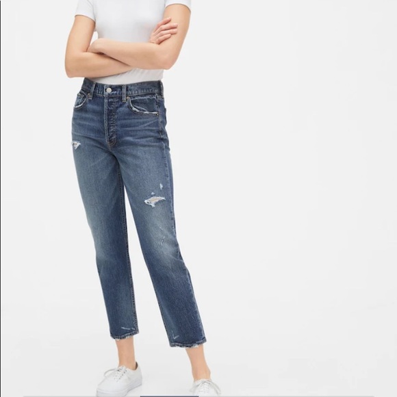 Gap high destructed rise cheeky straight jeans 27โ - Picture 1 of 9